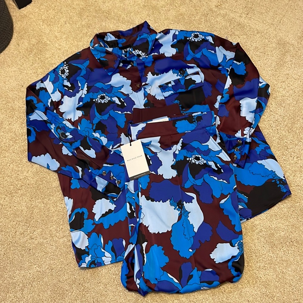 Who What Wear Satin PJ Outfit - Pants NWT Top worn once.